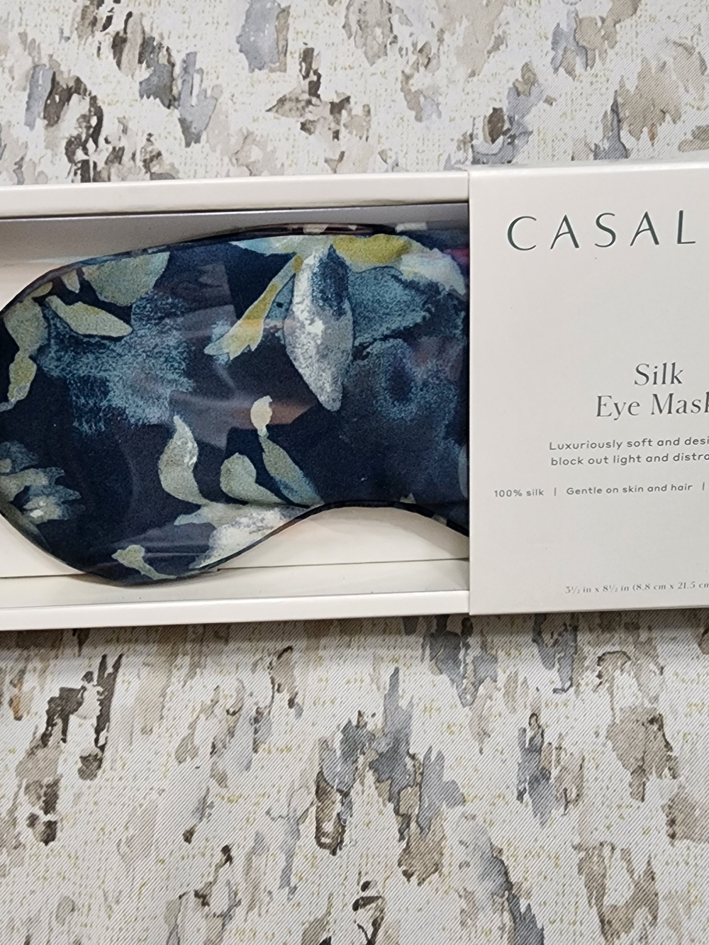 Casaluna Silk Eye Mask Navy Floral Luxury Sleep